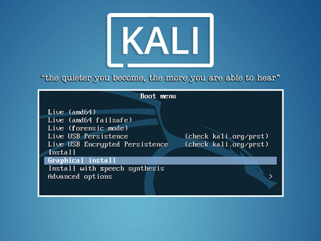 Kali linux Graphical install
