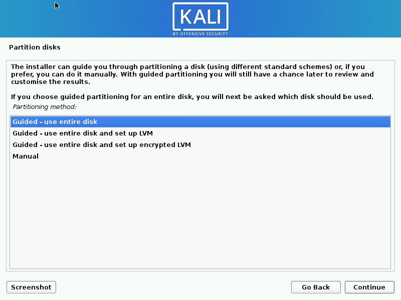 install kali linux on hard disk