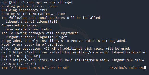 install wget in kali linux