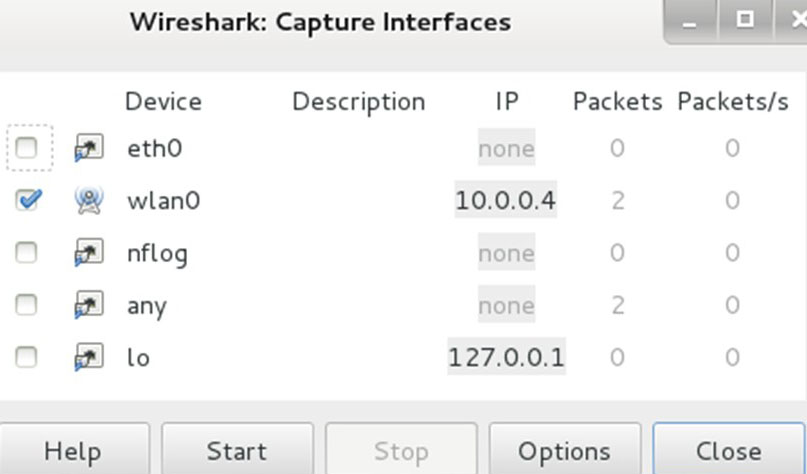 wireshark capture interfaces