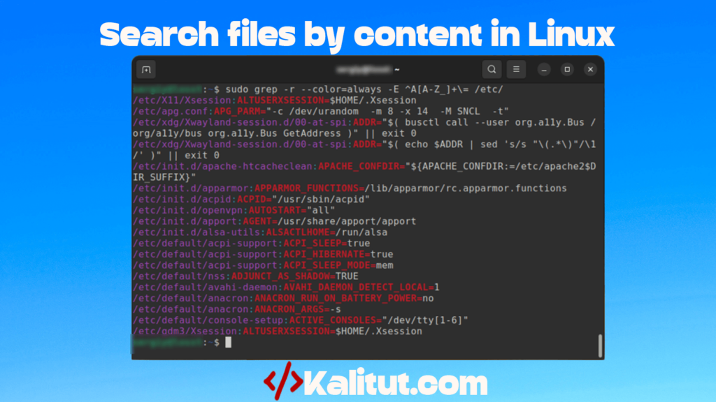 Search files by content in Linux