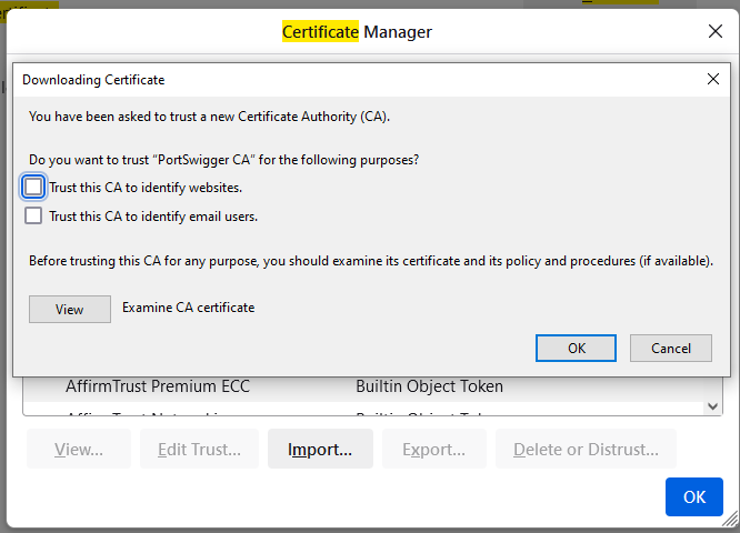 CA certificate configuration